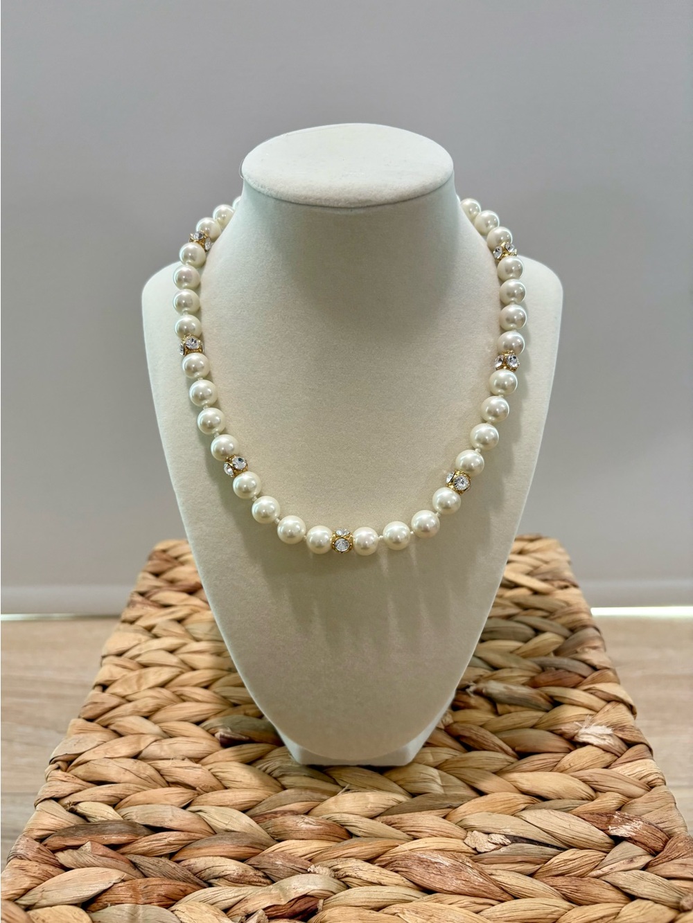 Kate Spade Pearl Necklace with Gold-Tone and Crystal Accents - White